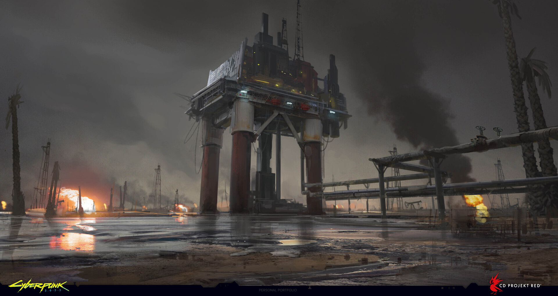 Cyberpunk Oil Rig